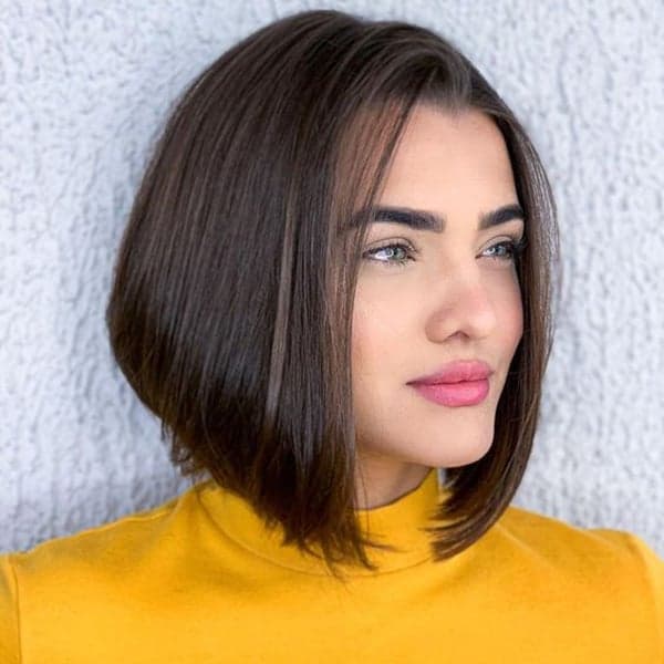 A person with a A-Line Bob hairstyle